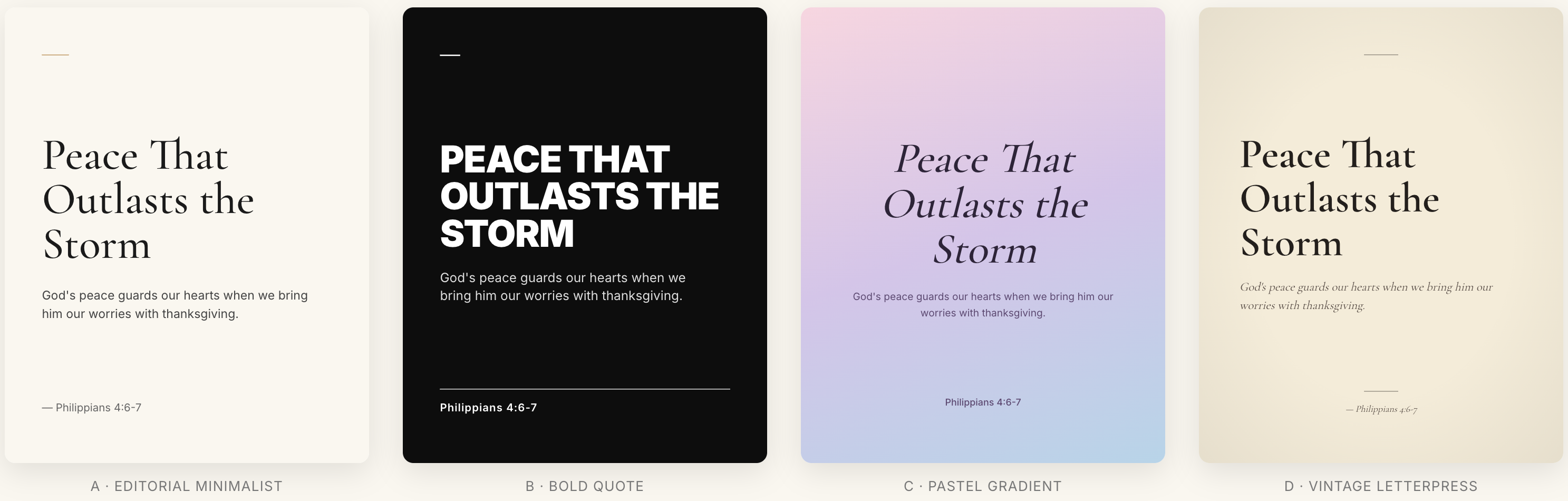 Sermoneer cardnews example — four design templates from one sermon